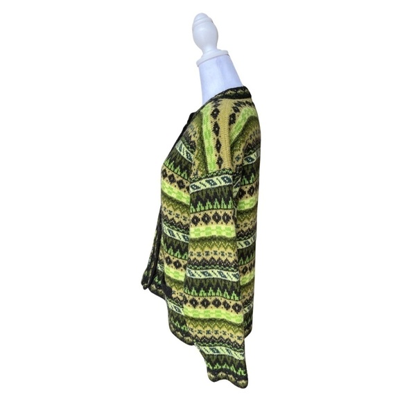 American South Side Peruvian Green Aztec Alpaca Wool Sweater Size Large - Picture 4 of 5